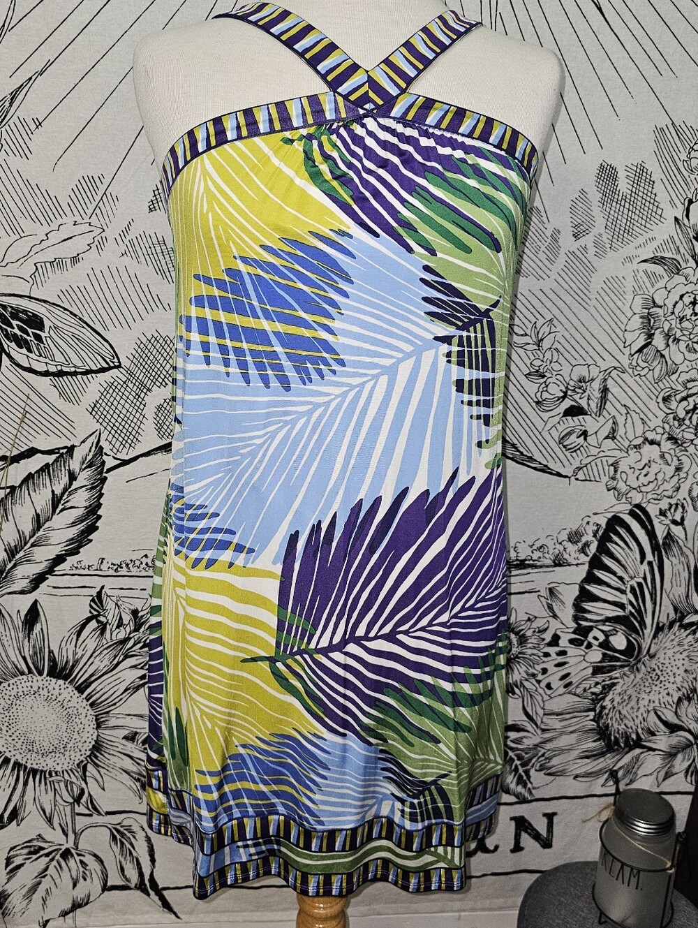 NWT BCBG Maxazaria Tropical Leaf Print Strappy Sundress - Multicolor ~ Small